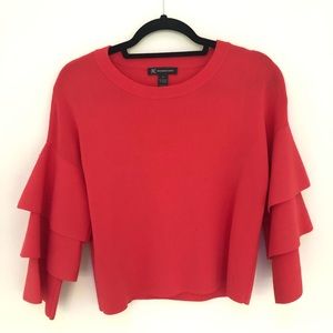 Coral layered bell sleeve top!